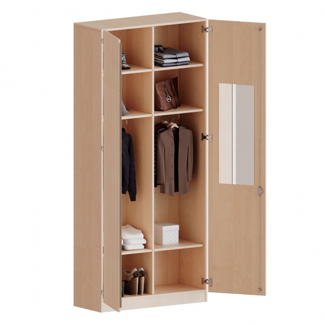 Garderobenschrank, 6 OH, 2 Türen, abschließbar, beide Seiten Garderobe, B/H/T 100x226x60cm 